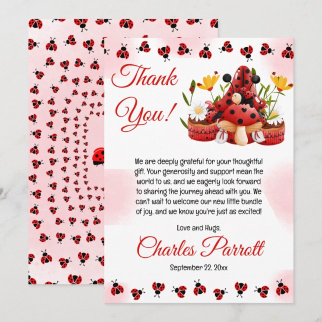 A Cute Little Ladybug Is On Her Way Baby Shower Invitation (Front/Back)