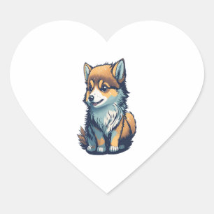 A Cute Little Puppy Heart Sticker