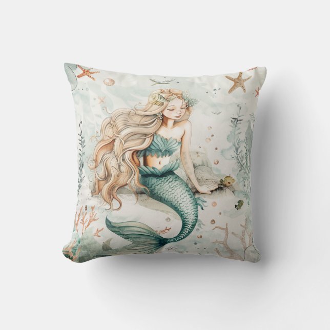 A Cute Mermaid Throw Pillow (Front)