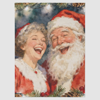 A Cute Mr and Mrs Claus Christmas Tissue Paper