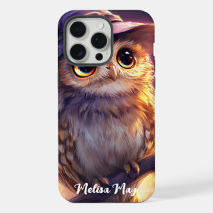A Cute Owl Wearing a Witch Hat iPhone 15 Pro Max Case