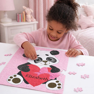 A cute Panda bear with heart Jigsaw Puzzle