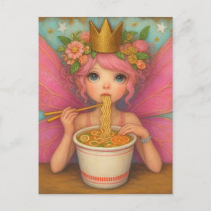 A Cute Pink Fairy Eating Ramen Postcard