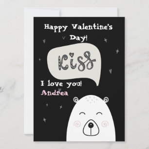 A cute Polar bear wishing Valentine and kiss Holiday Card