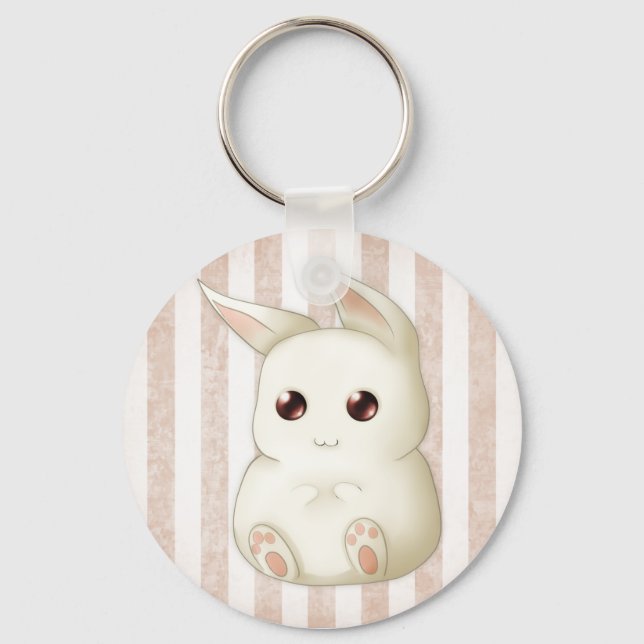 A Cute Puffy Kawaii Bunny Rabbit Keychain (Front)