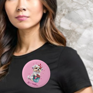 A cute puppy 1 inch round button