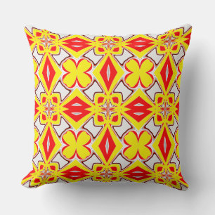 A cute red yellow white classic pattern throw pillow