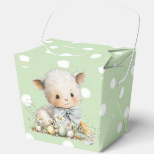 A cute sheep lies in a clearing with Easter eggs Favor Box