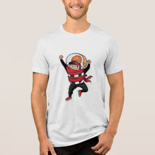A cute sushi roll with a ninja bandana, striking a Tri-Blend shirt