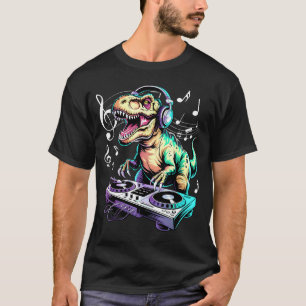 A Cute T-rex Playing Electronic Music Funny Dj Din T-Shirt