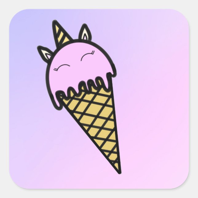 A cute unicorn ice-cream cone sticker (Front)