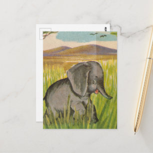A Cute Vintage Baby Elephant Postcard