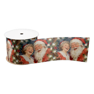 A Cute Vintage Mr and Mrs Claus Nostalgic Satin Ribbon