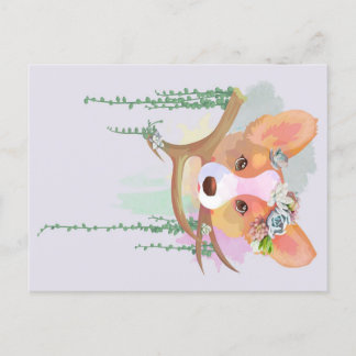 A Cute Watercolor Corgi | Holiday Gift Postcard