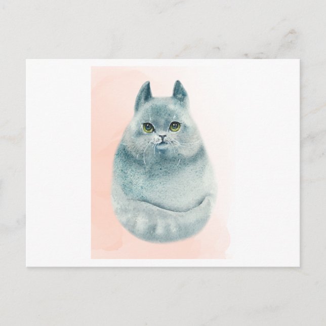A cute watercolor of a cat postcard (Front)