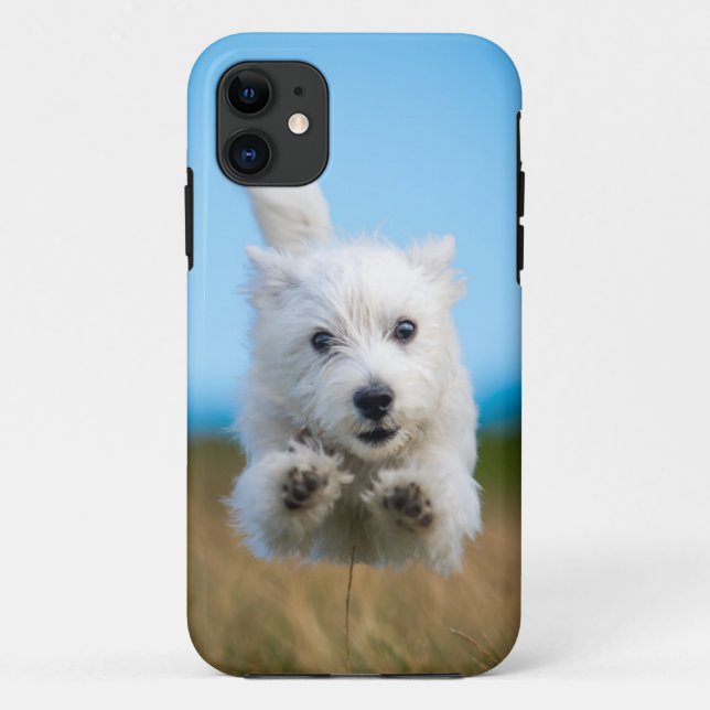 A Cute West Highland Terrier Puppy Running Case-Mate iPhone Case (Back)