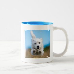 A Cute West Highland Terrier Puppy Running Two-Tone Coffee Mug