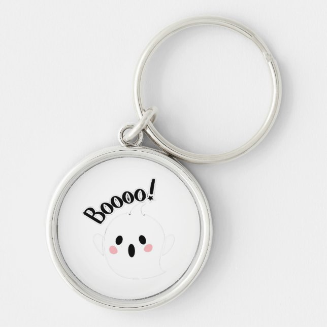 A Cute White Boo Creative Casual Keychain (Front)