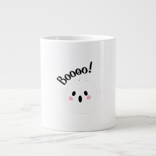 A Cute White Boo Creative Casual Large Coffee Mug (Front)