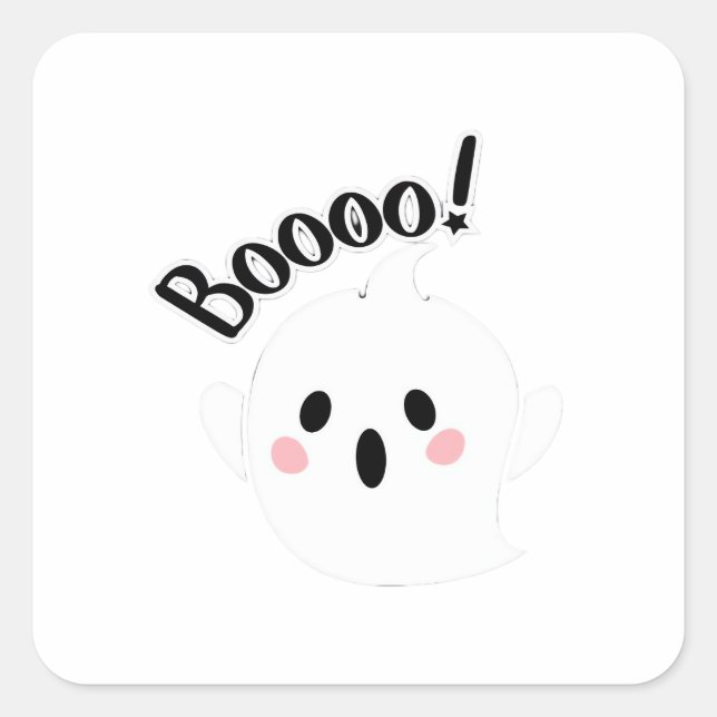 A Cute White Boo Creative Casual Square Sticker (Front)