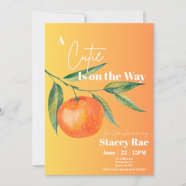 A Cutie Is On The Way Baby Shower Invitation  (Devant)