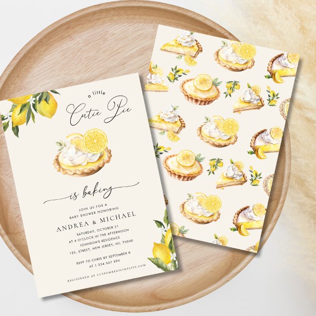 A Cutie Pie Is Baking Lemon Pie Cream Baby Shower Invitation (Creator Uploaded)
