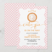 A Cutie Pie pink plaid pumpkin pie baby shower