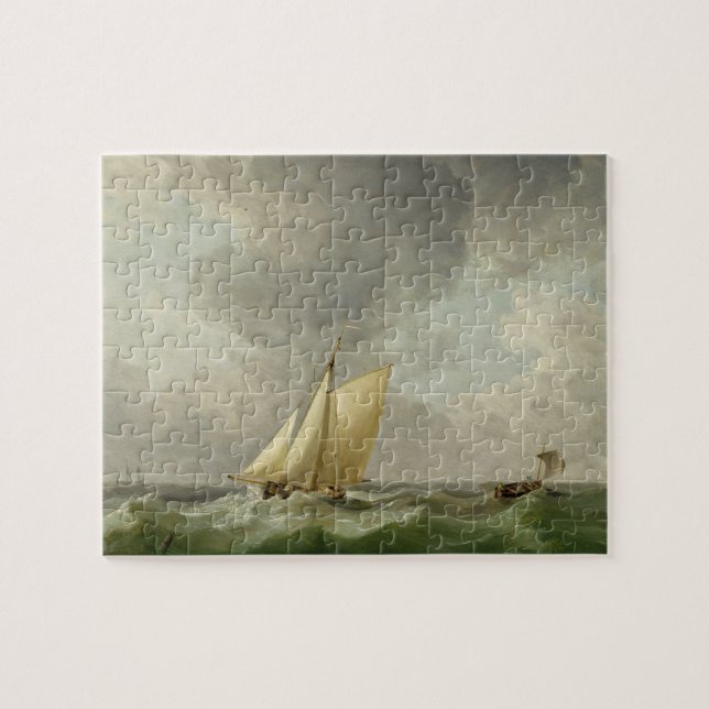 A Cutter in a Strong Breeze (oil on copper) Jigsaw Puzzle (Horizontal)