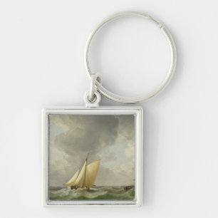 A Cutter in a Strong Breeze (oil on copper) Keychain