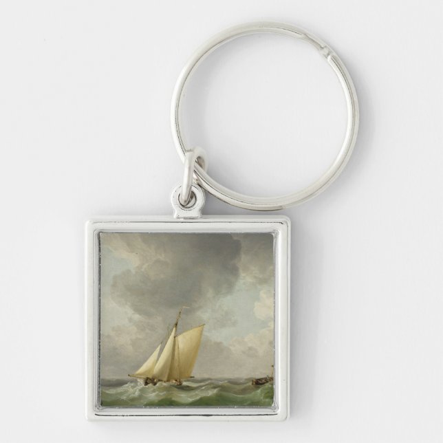 A Cutter in a Strong Breeze (oil on copper) Keychain (Front)
