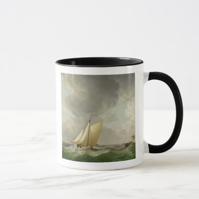 A Cutter in a Strong Breeze (oil on copper) Mug (Right)