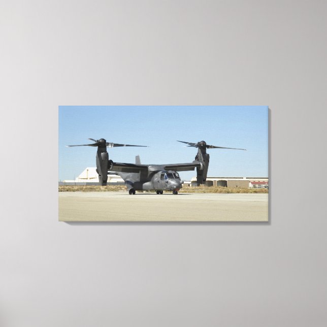A CV-22 Osprey prepares for take-off Canvas Print (Front)