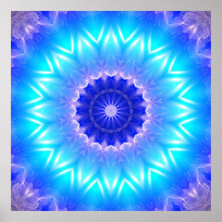 a cyan mandala for throat chakra (communication) poster