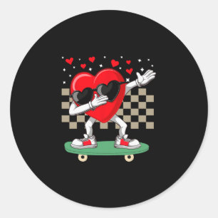A Dabbing Heart Valentine's Day Skateboarding Dab Classic Round Sticker