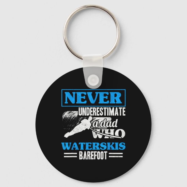 A Dad Who Waterskis Refoot Water Skiing Wakeboardi Keychain (Front)