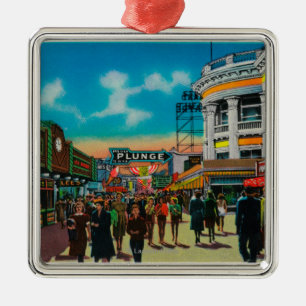 A daily scene on the Pike, Long Beach Metal Ornament