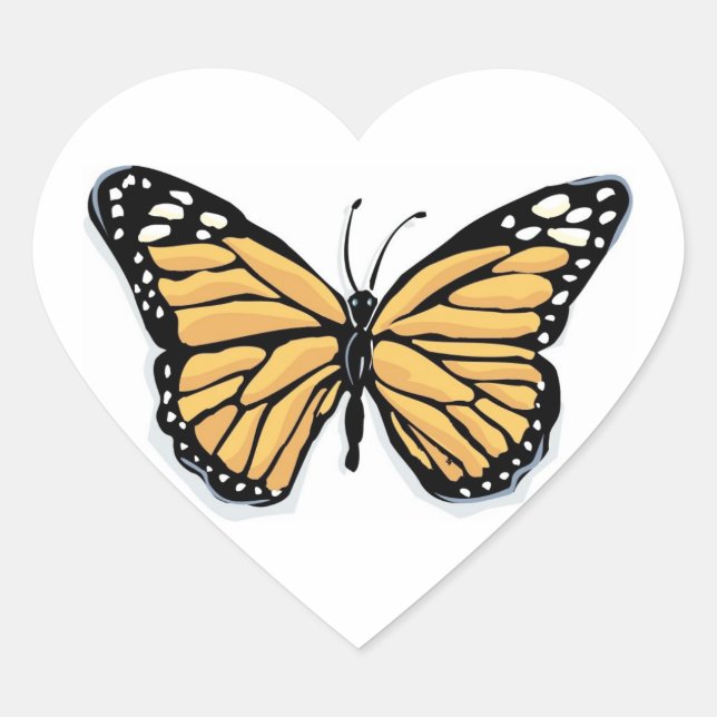 A Dainty Monarch Butterfly Wedding Hearts Heart Sticker (Front)