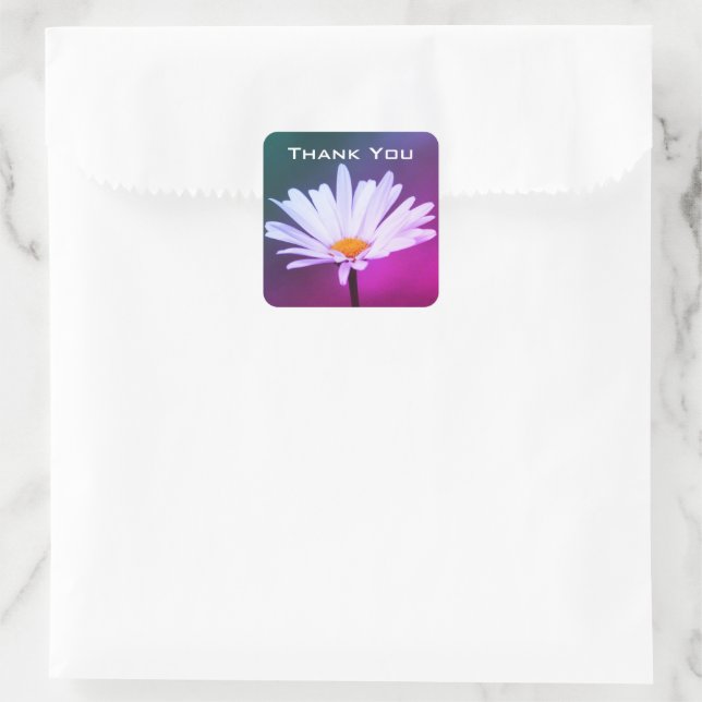 A Daisy Flower Thank You Square Sticker (Bag)