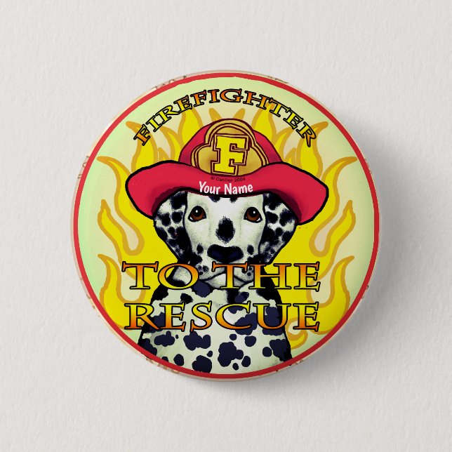 A Dalmatian Firefighter  2 Inch Round Button (Front)