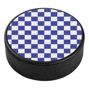 à damiers bleu et blanc