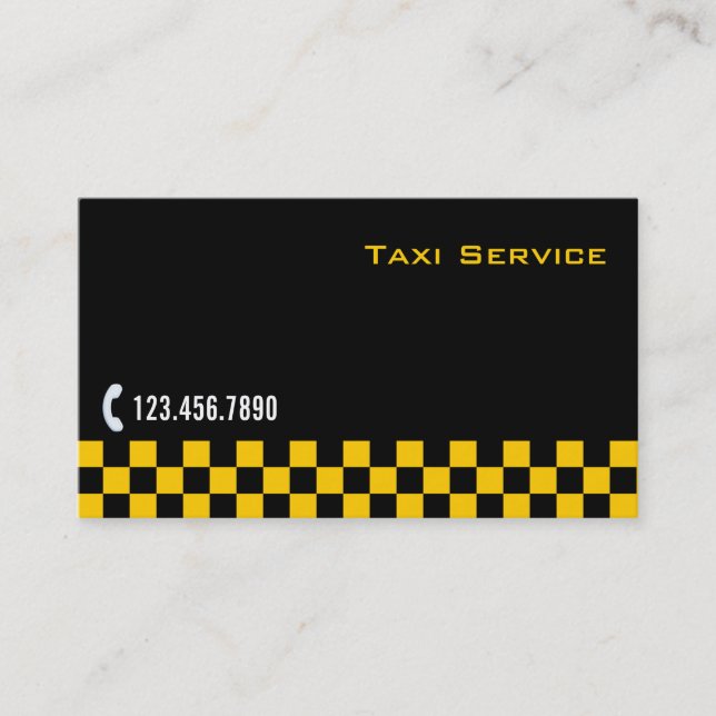 à damiers Carte de visite de service Taxi/Limo en  (Devant)