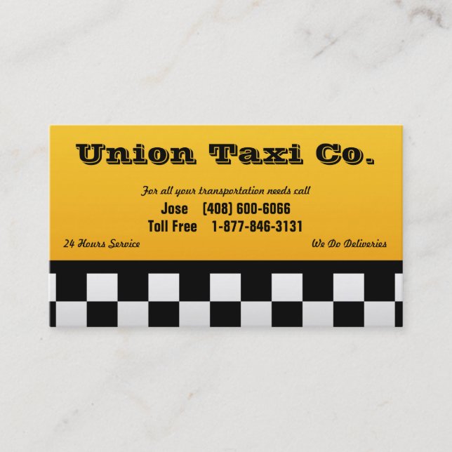 à damiers Carte de visite de taxi (Devant)
