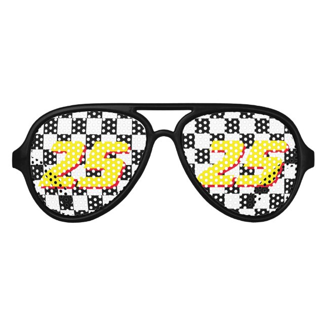 à damiers drapeau Fête Anniversaire lunettes de so (Devant)