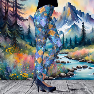 à damiers Leggings de Motif géométrique en mosaïqu