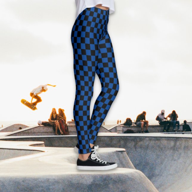 à damiers Leggings noirs et bleus (Créateur téléchargé)