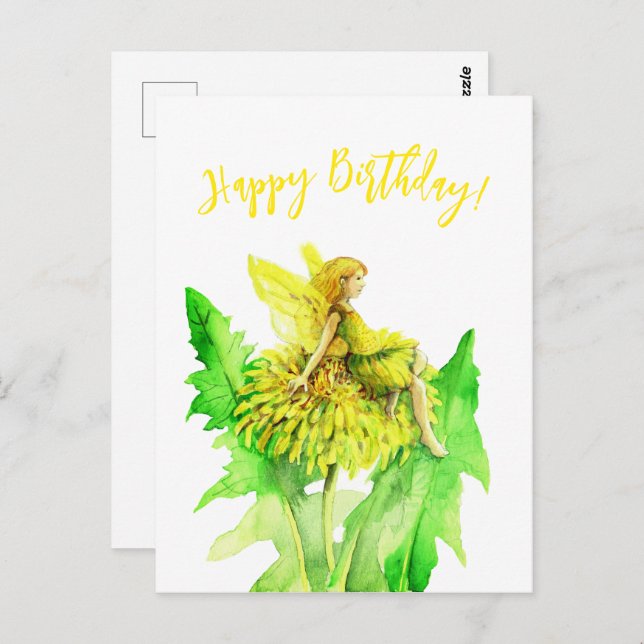 A dandelion Fairy watercolor painting Postcard (Front/Back)