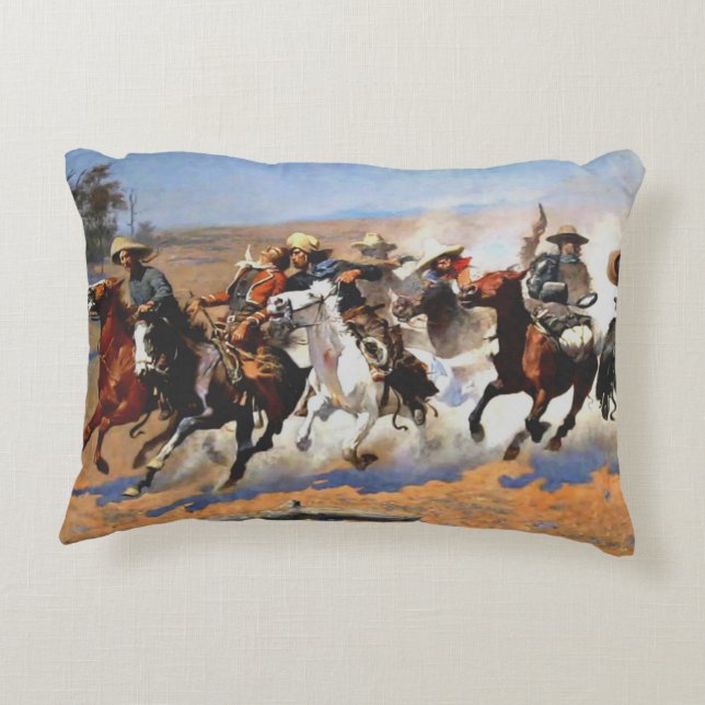 A Dash for the Timber, Frederic Remington, Accent Pillow (Back)