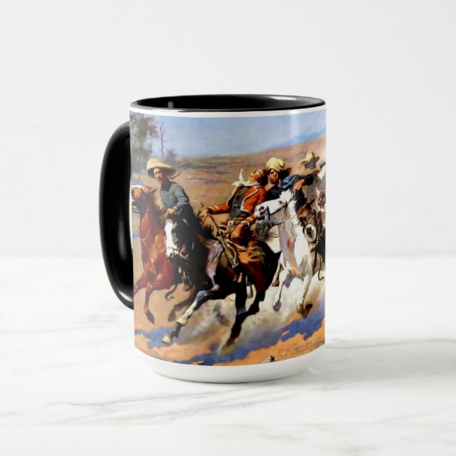 A Dash for the Timber, Frederic Remington Mug (Front Left)