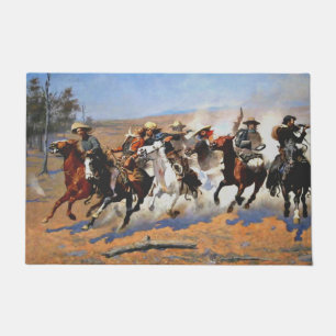 A Dash for the Timber, Remington painting, Doormat