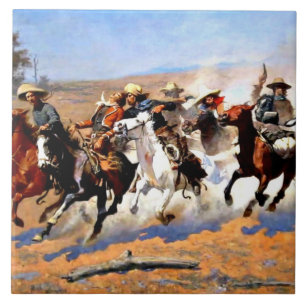 A Dash for the Timber, Remington painting, Tile